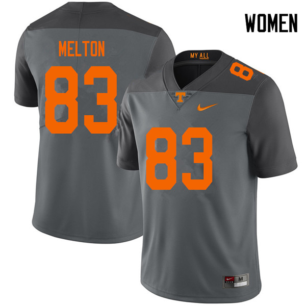 Women #83 Cooper Melton Tennessee Volunteers College Football Jerseys Sale-Gray - Click Image to Close